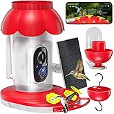 Upgrated Solar Hummingbird Feeder with Camera for Outdoors, Instant Notifications, AI Identify Bird Species, Double Ant Moat, Bee Proof, 3 Feeding Ports Hummingbird Feeders for Garden, Yard