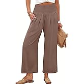 ANRABESS Womens Pants Wide Leg High Waisted Palazzo Pants Summer Flowy Beach Lounge Casual Trousers with Pockets