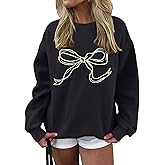 Ythomm Women’s Bow Graphic Sweatshirts Oversized Crewneck Drop Shoulder Pullover Sweatshirt Long Sleeve Tops 2025 Fall Outfit