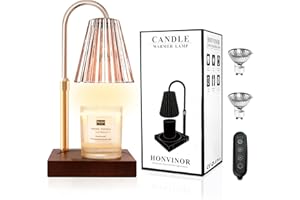 Honvinor Candle Warmer Lamp with Timer (2H/4H/8H), Adjustable Height&Brightness Candle Lamp, Compatible with Yankee Candle Large Jar, Dimmable Candle Warmer for Scented Candle (Walnut)