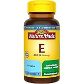 Nature Made Vitamin E 180 mg (400 IU) dl-Alpha, Dietary Supplement for Antioxidant and Skin Support, 100 Softgels, 100 Day Supply