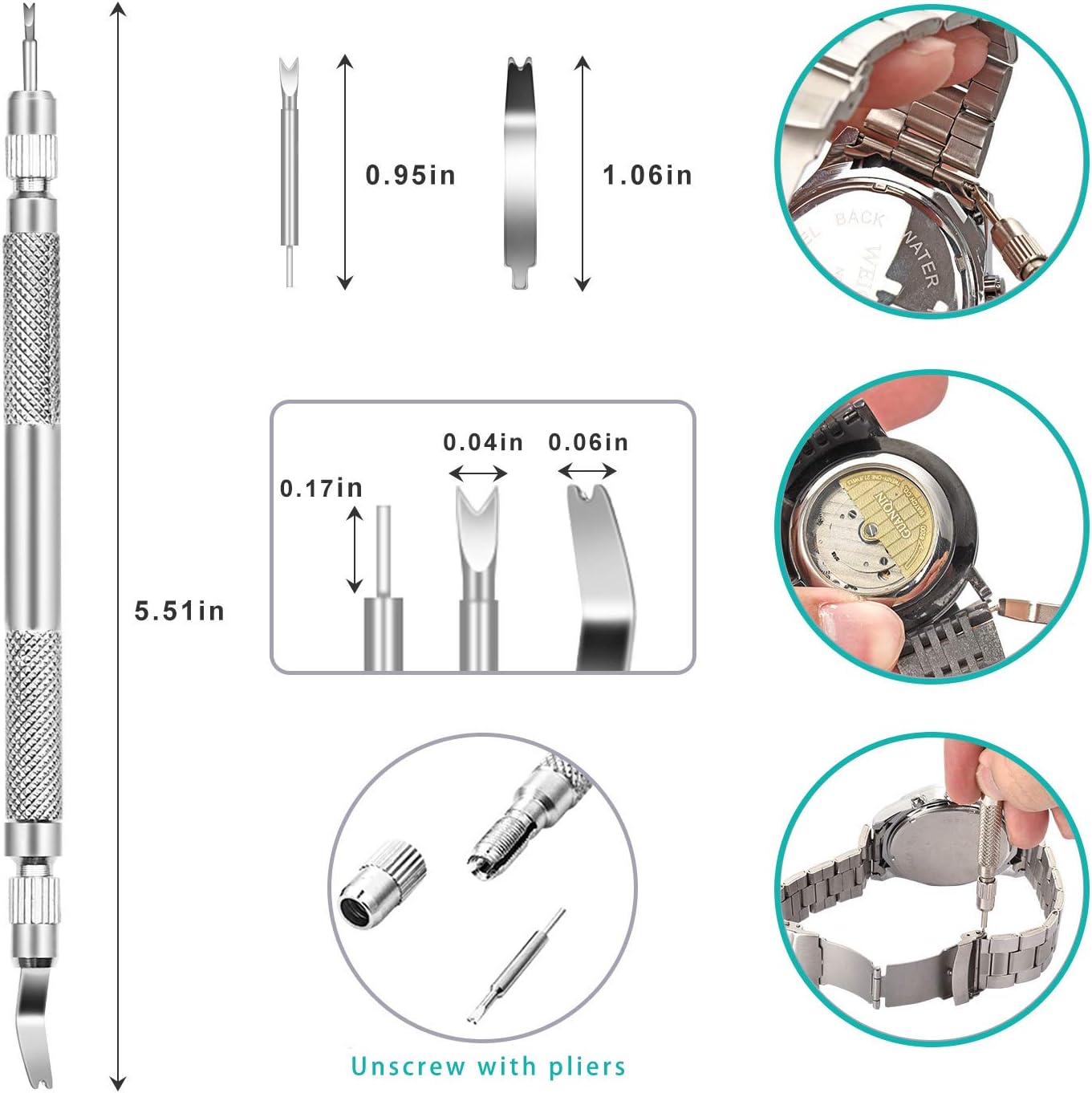 Unamela Professional Watch Repair Kit, Watch Band Tool Link Pin Remover Set, Including Watch Back Case Opener, Spring Bar and Operation Manual, Suitable for Battery Replacement and Strap Adjustment: Home Improvement