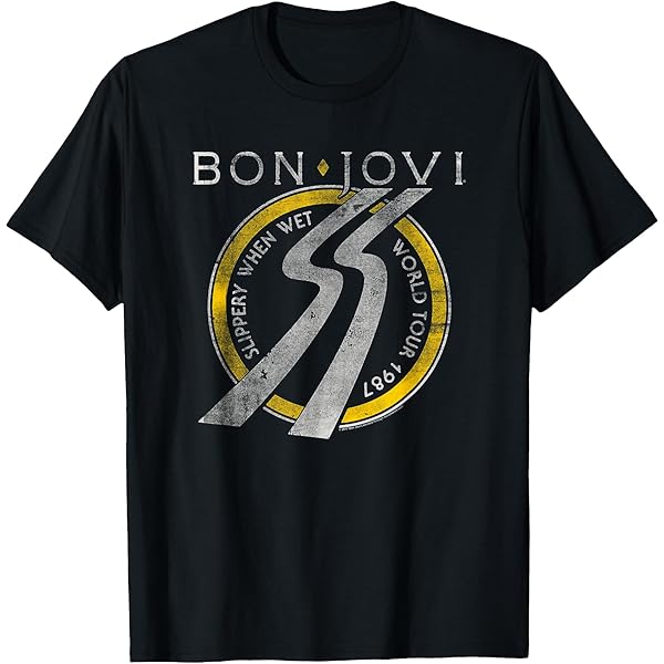 Amazon.com: Bon Jovi T-Shirt Slippery When Wet Album Cover