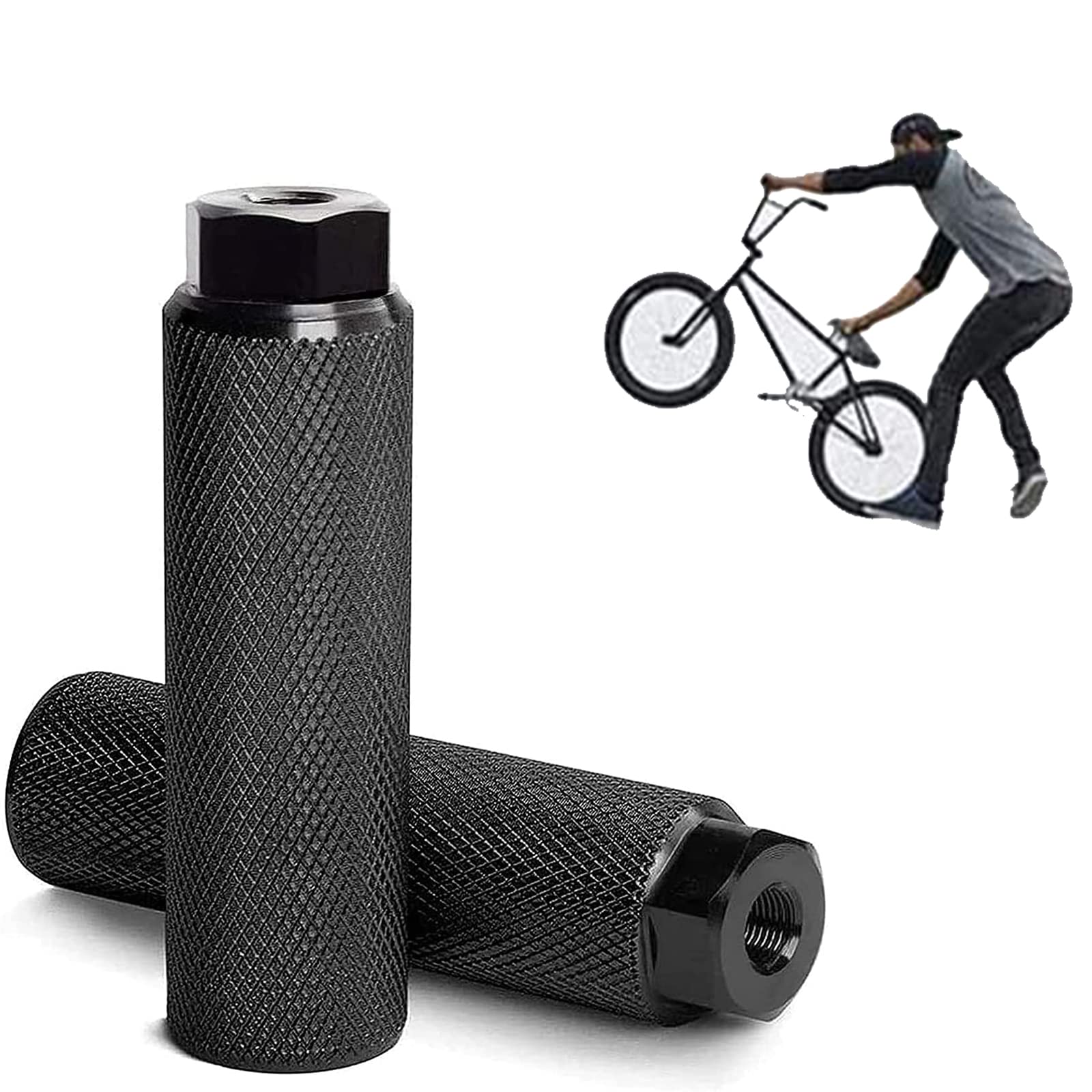 Lhdfyqt Pack of 2 Bicycle Pegs, BMX Pegs, BMX Accessories Pegs, Aluminium Alloy Bike Foot Pegs, Aluminium Bike Pegs, Aluminium Foot Pegs for BMX, Mountain Bike, Stunt Pegs, 100 kg Load Capacity