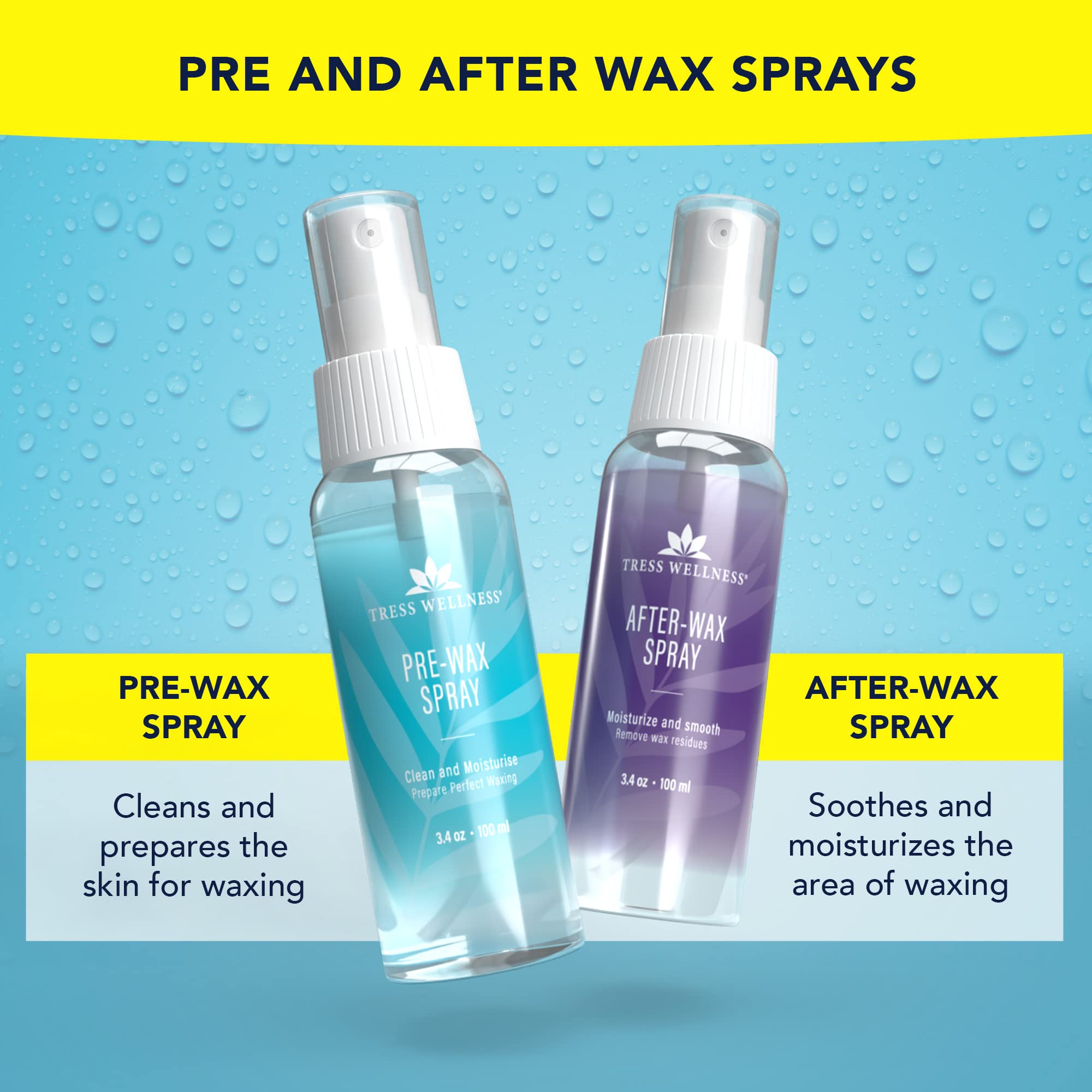 Bikini Star 1.2lb Hard wax beads with Pre & After spray - For sensitive skin - Up to 50 waxes