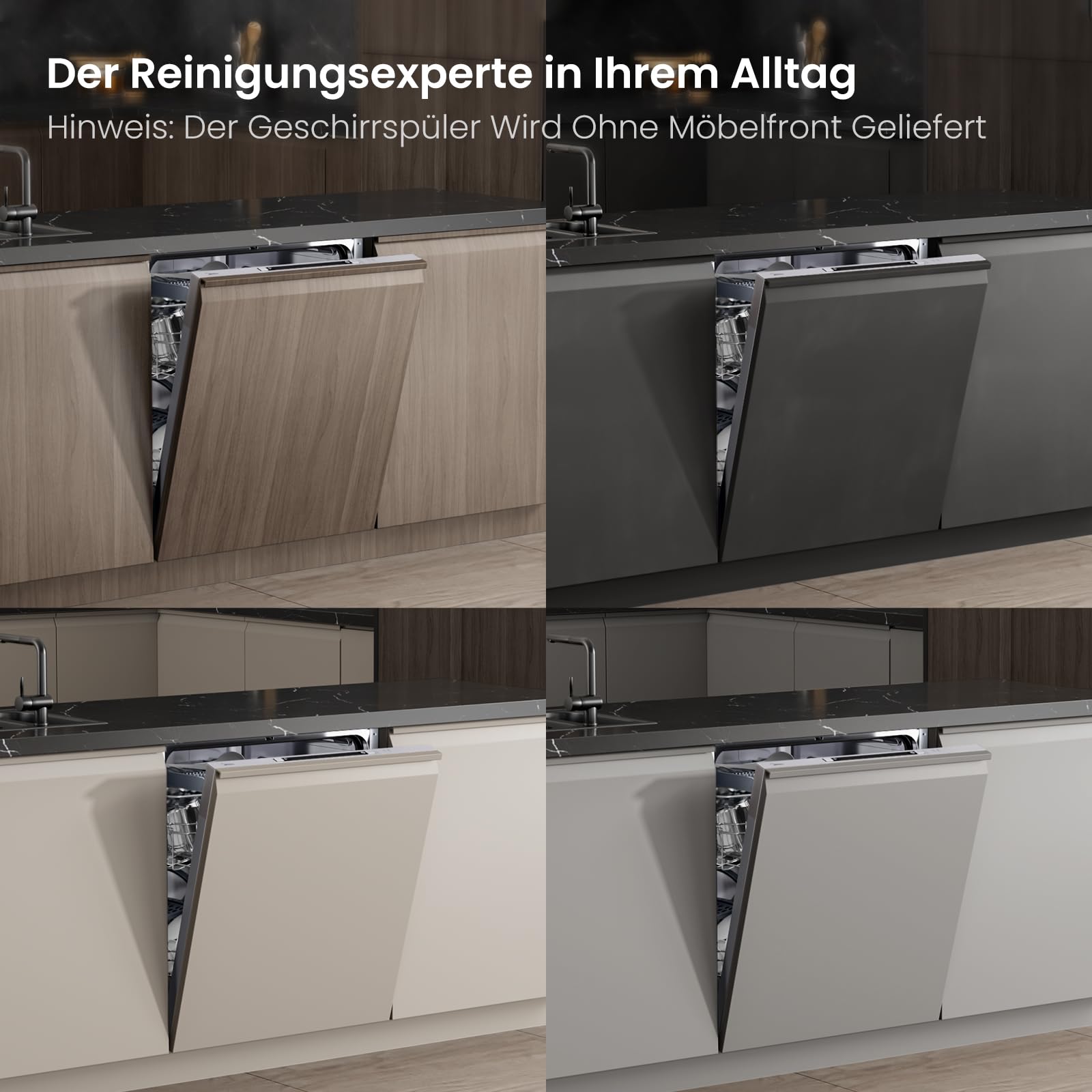 Midea SV 5.14K14C Geschirrspüler Vollintegriert 60cm, 14 Maßgedecke, Spülmaschine Unterbaufähig mit WIFI, 8 Programme, 44 dB, Automatische Türöffnung, 0-24H Startverzögerung, Inox 8