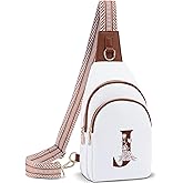 Lizznoe Crossbody Bag for Women Leather Sling Bags with Initial Letter Fanny Pack Chest Bag for Travel, Gift for Mom Wife