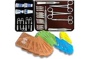 MATRIX WIZARD Sterile Sutures Thread with Needle Plus Tools: Extra Large Mixed Dissolvable and Non-Dissolvable Suture 47 Units - Camping Hiking First Aid Demo, Surgical Wound Closure (Training and Vet Use)