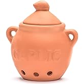 Fox Run Garlic Keeper, Terra Cotta, Red, 4.25 x 5.25 x 5.25 inches | For Small &amp; Medium Sized Bulbs | Keep Garlic Fresh &amp; Ready to Use | Holes for Airflow | Garlic Holder For Countertop