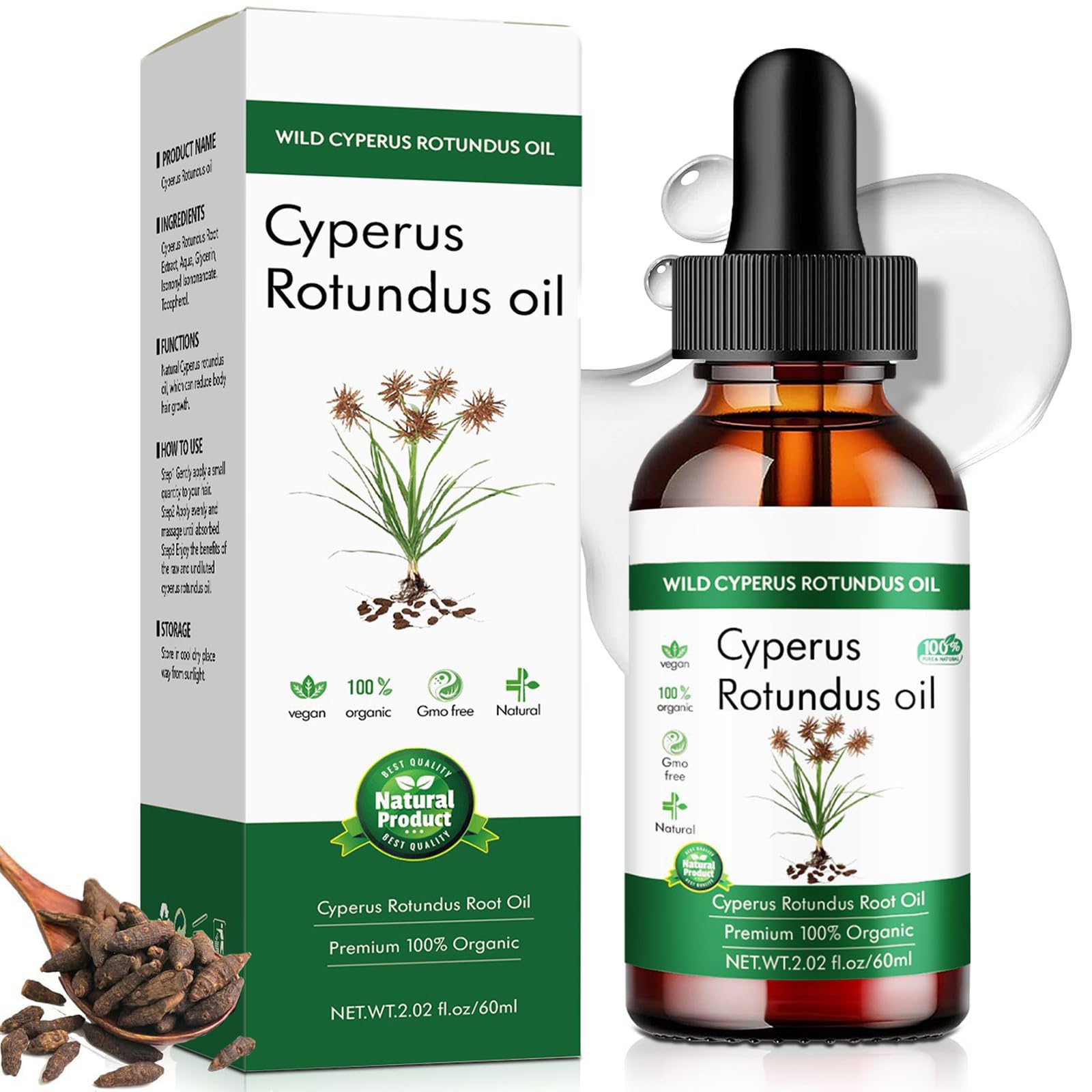 Cyperus Rotundus Oil,Cyperus Rotundus Oil For Hair Removal (Green, 60ml)