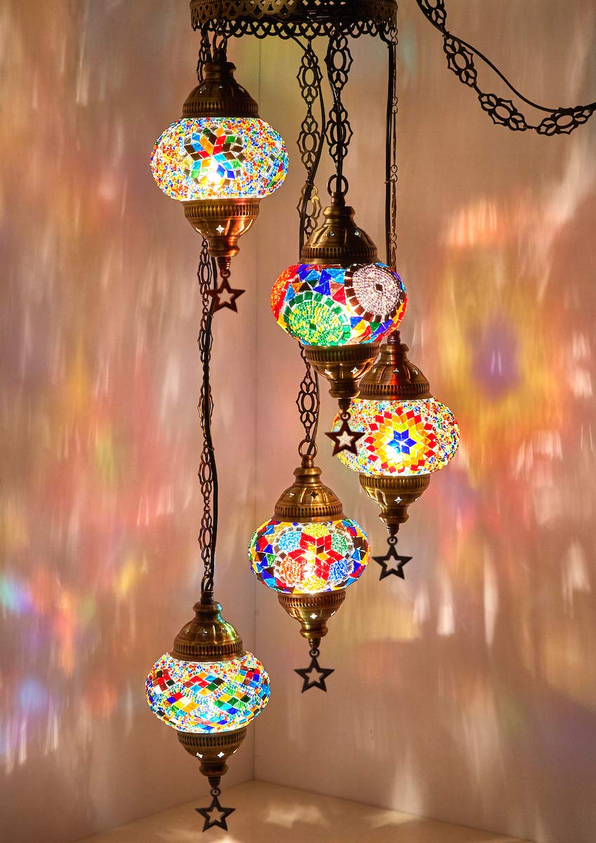Choose From 12 Designs Turkish Moroccan Mosaic Glass Chandelier