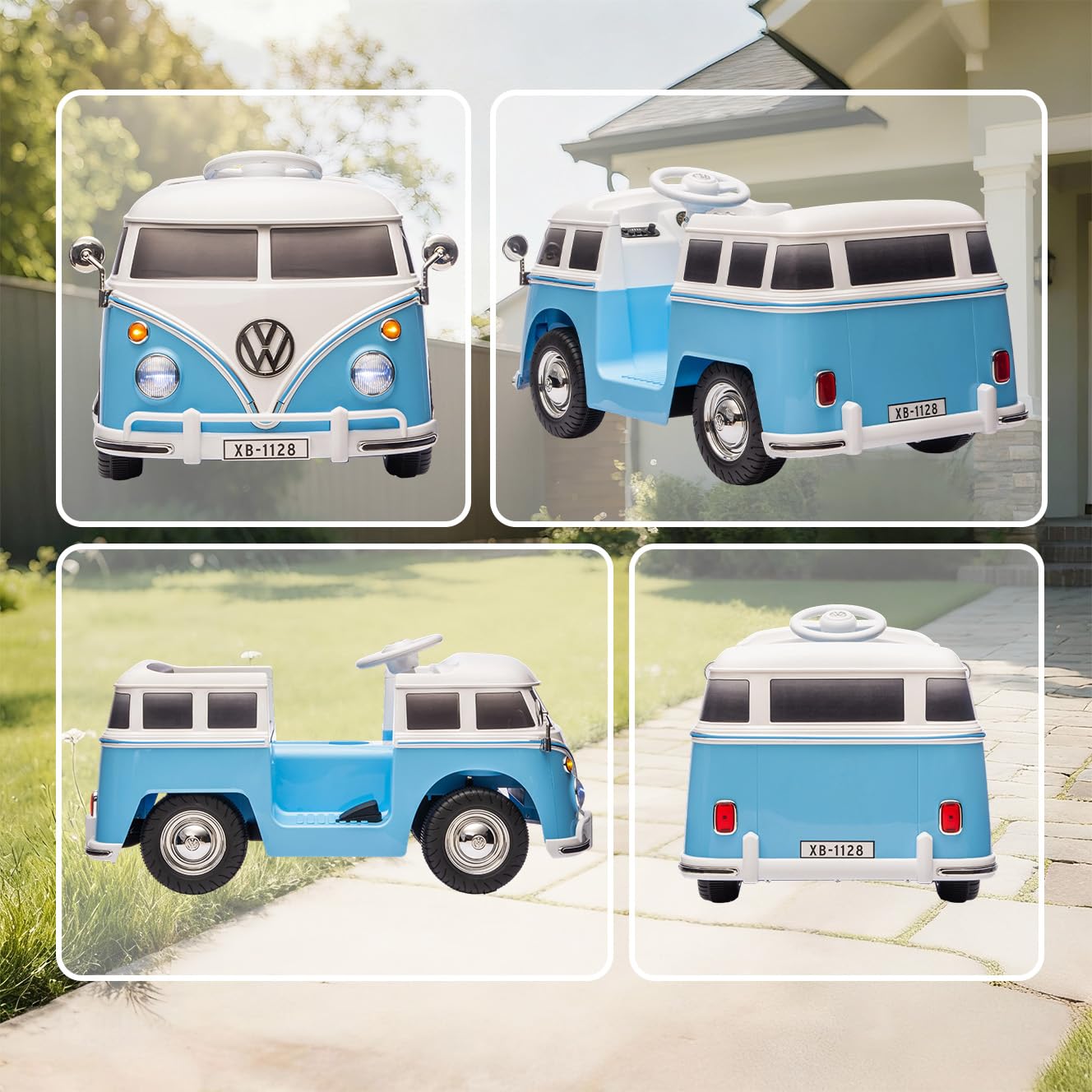 AIYAPLAY Kinder Elektroauto, 12V Volkswagen Kinderfahrzeug mit MP3, Doppelmotor, Elektrofahrzeug mit Hupe, LED-Lichtern, Sanftanlauf, 3-8 km/h, für 3-7 Jahre Kinder, Blau 9
