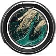 BURGA Stylish Metal Cell Phone Ring Stand Holder, Finger Grip Kickstand 360 Degree Rotation, Emerald Green Gold Glitter Marble, Universal Compatible with iPhone iPad Samsung Galaxy Huawei Google Pixel