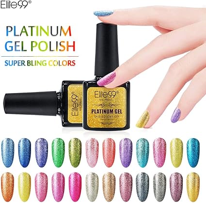 Elite99 Lot Vernis Semi Permanent Etinceler Comme Le Diamant Uvled Platinum Gel Polish Soak Off Manucure Nail Art 10ml2