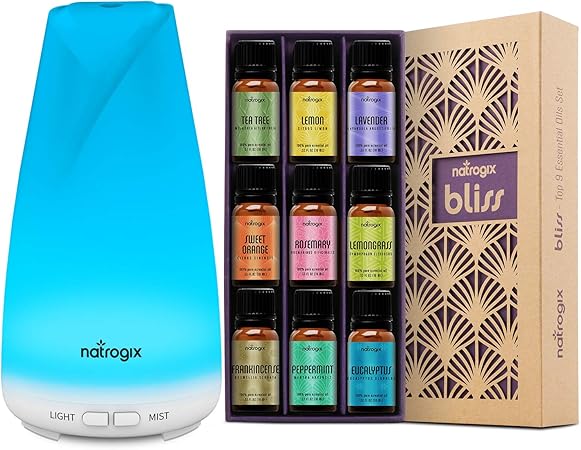 Amazon Co Jp Natrogix ブリスボックス ブリス トーテムセット トップ9個の100 エッセンシャルオイルセットと150mlエッセンシャルオイルディフューザー アロマセラピーライフの解決策 Beauty