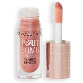 Revolution Pout Bomb Shimmer Lip Gloss, Glimmer Nude | Ultra-Pigmented Matte, Shimmer &amp; Cream Finishes, Long-Wear &amp; Blendable Collection, Vegan &amp; Cruelty-Free, 3.53 oz