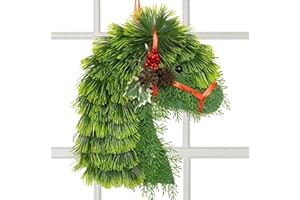 Christmas Wreath - Reusable Festive - Front Door Christmas Horse Head Wreath,for Window Restaurant Wall Fence Dining Room Ind