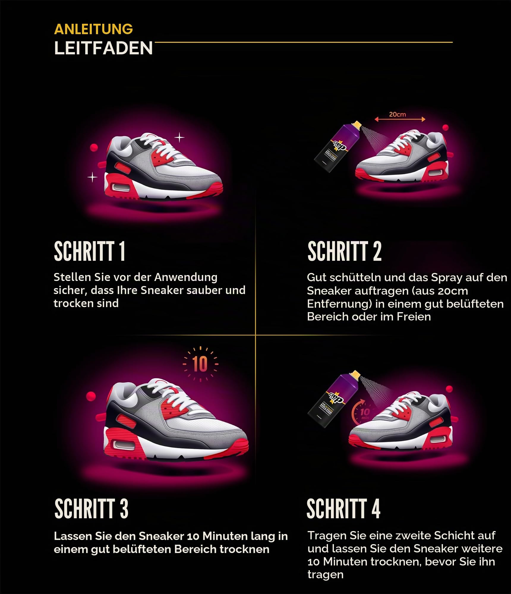 Crep Protect Schuhschutzspray - 200ml Regen- & Flecken-Wasserdicht Nano-Schutz für Sneaker, Leder, Nubuk, Wildleder & Canvas. 6