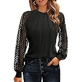 HOTOUCH Women's Lace Long Sleeve Spring Dressy Casual Business Work Trendy Shirts