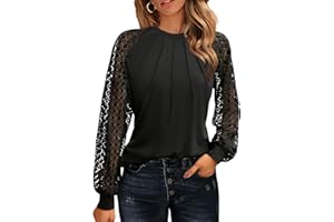 HOTOUCH Womens Lace Short/Long Sleeve Tops Fall Dressy Casual Blouses Business Work Shirts Fashion Clothe Trendy Outfits