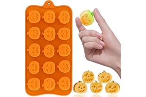 HKNMTT Pumpkin Candy Silicone Molds for Halloween Small Chocolate, Wax Melts, Cake Decoration 15 Cavity Food Grade Bpa Free for Kids, Oven Safe DIY Homemade Mould Treat or Trick -1 PC