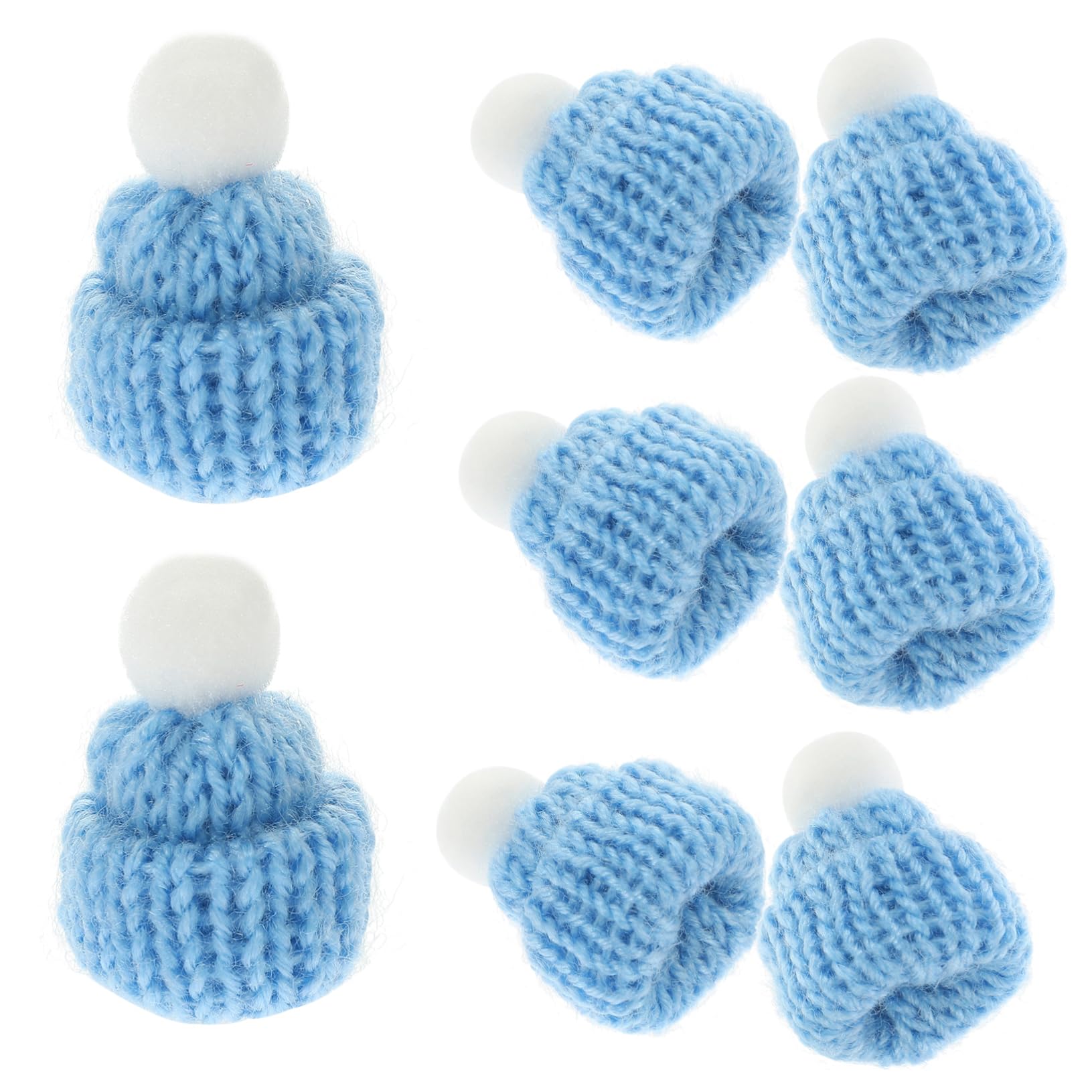 STOBOK 10pcs Mini Knitted Hat for Crafts Doll Hats Diy Knitting Hats Wine Bottle Cap Decor Christmas Ornaments Handmade Accessories Sky Blue