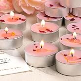 HAVITI 15PCS Rose Scented Tealight Candles, Tea Lights Candles, 4H Smokeless Palm Wax Pink Tea Candle for Weddings,Christmas,Spa, Bath