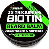 Biotin Beard Balm for Men - 2X Thickening for Beard and Mustache - Organic Mustache Wax with Castor Oil &amp; Meadowfoam &ndash; Hydrating Facial Hair Growth Balm &amp; Leave-In Conditioner