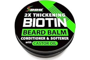 BBS BEST BEARD STUFF Biotin Beard Balm for Men - 2X Thickening for Beard and Mustache - Organic Mustache Wax with Castor Oil & Meadowfoam – Hydrating Facial Hair Growth Balm & Leave-In Conditioner