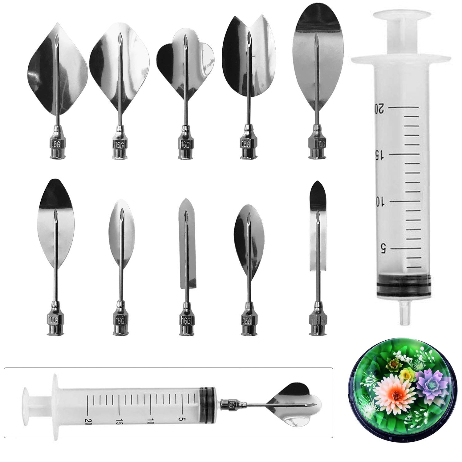 Art Cake Tools, Woohome 3D Gelatin Jelly Tools Includes 10 PCS Gelatin Tools and Syringe Pudding Pastry Nozzles for Cake Decoration, Jelly Cake Making (10 PCS)