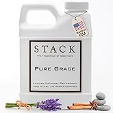 STACK Pure Grace Luxury Laundry Detergent - Highly Scented Laundry Detergent for HE & Standard Washers - Infused With Egyptian Musk and Patchouli - Dye Free Gentle & Effective Cleaning - 16 oz