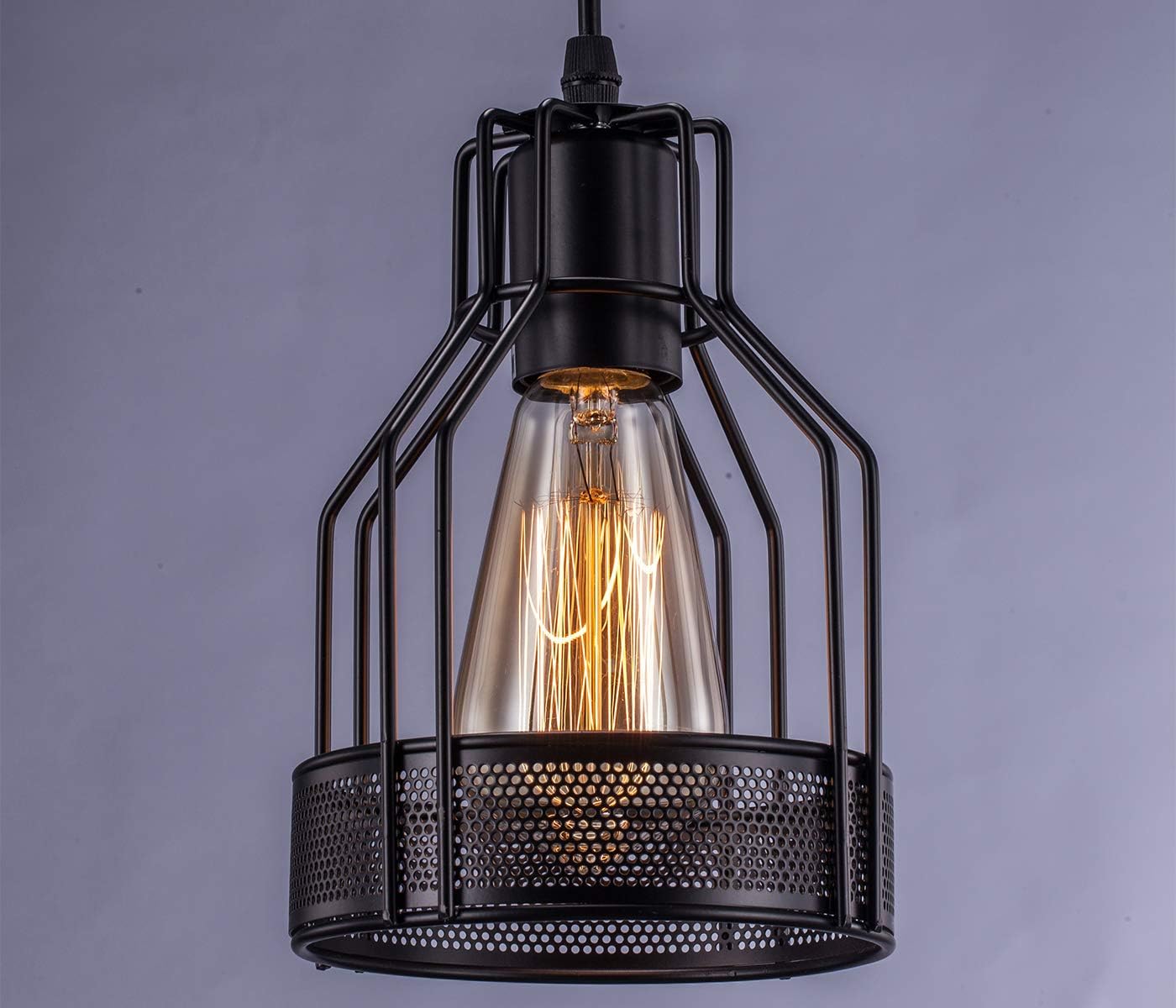 Industrial Pendant Lighting Licperron E26 Base Edison Metal Caged Vintage Hanging Pendant 3-Lights Rustic Pendant Light Fixture for Kitchen Dining Room Bar Hotel - - 