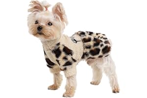 SHIFENMEI Dog Sweaters Dresses for Small Dogs Girl Dog Sweatshirt Girl Dog Clothes for Dogs Puppy Sweater Dress for Yorkie Teacup Sweaters Kittens, XS, Beige Leopard