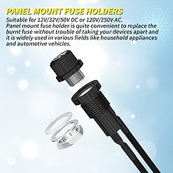 Joinfworld Panel Mount Fuse Holder 5x20mm 12V DC