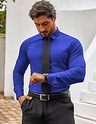 COOFANDY Men's Muscle Fit Dress Shirts Wrinkle-Free