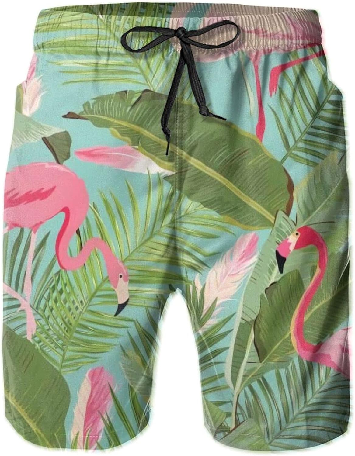 Flame Rose Flamingo Mens Swim Trunks Bathing Board Trunks Beach Shorts