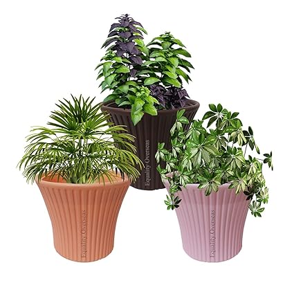 EQUALITY OVERSEAS 7 inch Plastic Plant Pots for Home and Garden Planters for Home Decor Flower Pots for Home Living Room and Garden Decoration Plant Container Set Pack of (Multicolor Pack of 3)