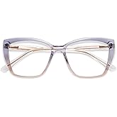 AMOMOMA Trendy TR90 Oversized Blue Light Reading Glasses Women,Stylish Square Cat Eye Glasses AM6031