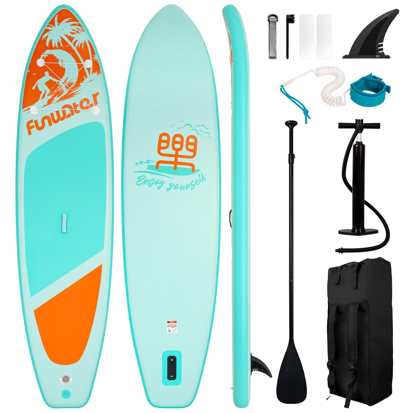 Photo 1 of FunWater Stand Up Paddle Board Ultra-Light Inflatable Paddleboard with SUP Accessories for Adults & Youth of All Skill Levels (Cyan)