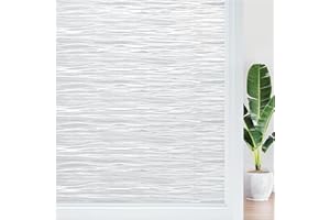 Haton Window Privacy Film, Frosted Glass Privacy Window Clings, Sun Blocking Frosting Opaque Coverings, Static Cling Removable Decorative Stickers for Home Door, Non-Adhesive 17.5" x 78.7"