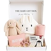 New Baby Gift Basket Set with Adorable Newborn Essentials for Baby Girl and Boy | Quality Baby Shower Gift Baskets with Soft Swaddle Blanket | Cutest Newborn Gift Set, Gift-Ready Packaging (Pink)