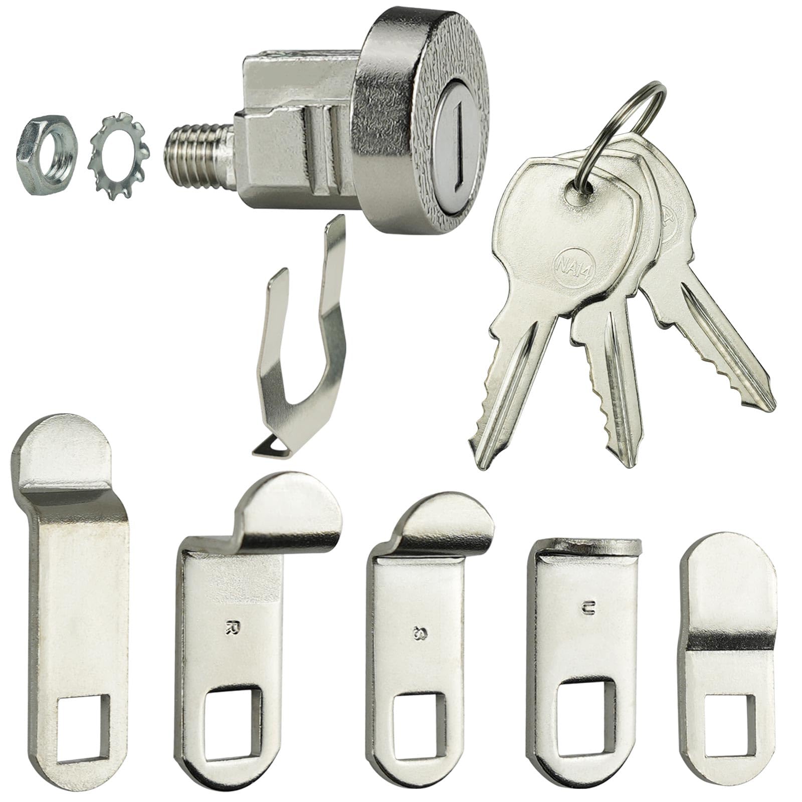 Photo 1 of 1-Pack Mailbox Lock and Key L-1172C COMP-X National Mailbox Lock C9100 Mailbox Key Lock with 3 Keys 5 Shaped Locking Plates Clockwise