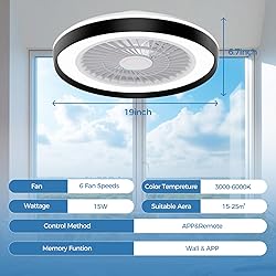 Modern Ceiling Fans with Lights - 19 inch Low