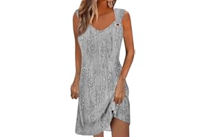 HADWNIUB Summer Dresses for Women 2024 Vacation Trendy Floral Boho Mini Dress Sleeveless Casual Beach Sundresses