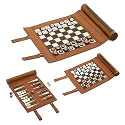 Woodronic Upgraded 3 in 1 Backgammon Chess Checkers