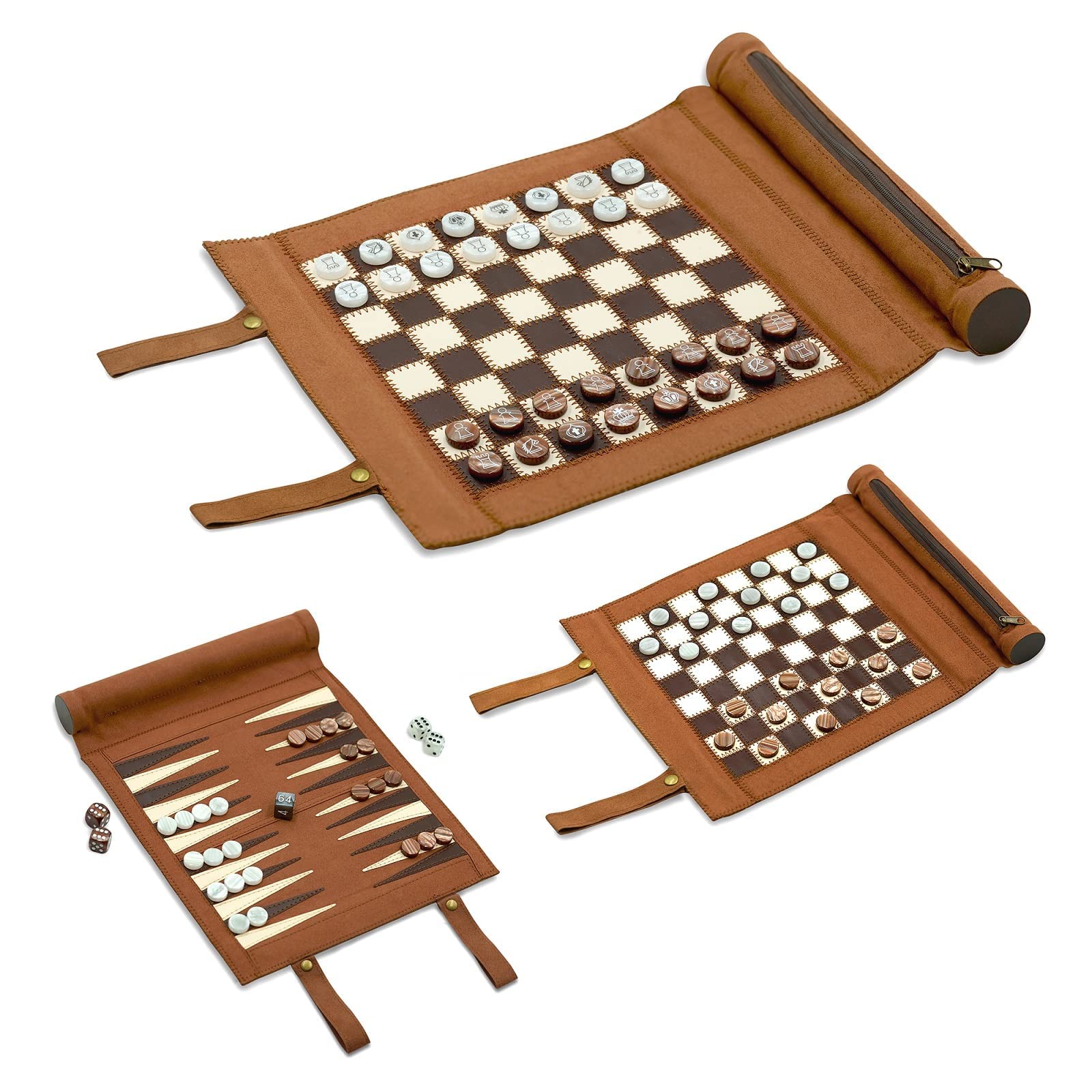 Woodronic Upgraded 3 in 1 Backgammon Chess Checkers