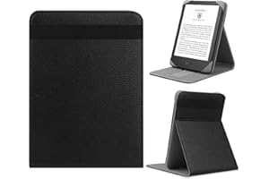 HoYiXi Universal Case for 6",6.8",7" Kindle Paperwhite/Colorsoft 2024-2019 Compatible 6-6.8" Kobo Clara HD/Kobo Clara 2E Leather Stand Cover for 6-6.8" Pocketbook/Tolino/Sony eReader,Black