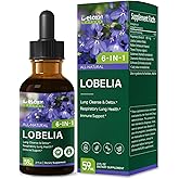 DetoxenNATURE Lobelia Tincture for Lung Cleanse & Detox, Respiratory Lung Health Support with Mullein Thyme Extract. Health Herbal Supplements for Immune Support with Goldenseal Chamomile. 2oz