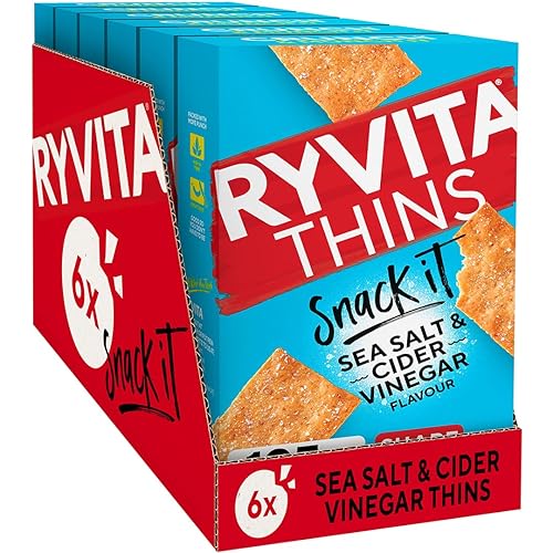Ryvita Thins Snack It Sea Salt & Cider Vinegar Flvour 125g Pack of 6