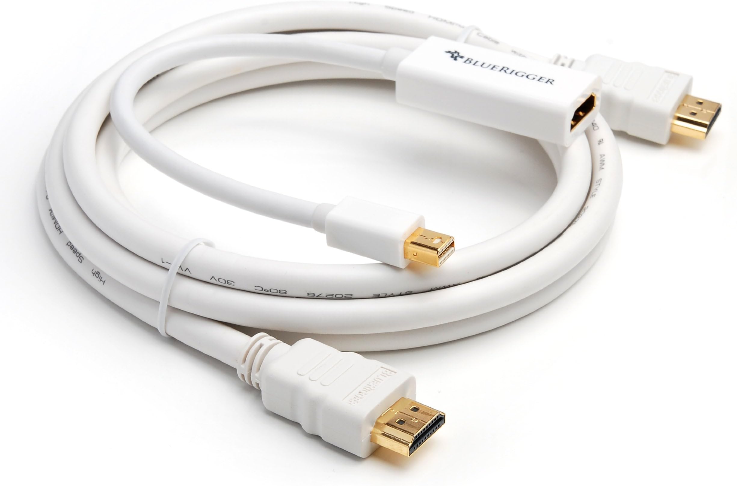 BlueRigger Mini DisplayPort (Mini DP | Thunderbolt) to HDMI Adapter and High Speed HDMI Cable - 6 Feet (Latest Standard) Bundle